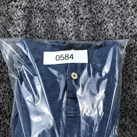 Polo By Ralph Lauren Hoodie Mens Large Blue Henley Knit Pullover Kangaroo Pocket - Picture 9 of 9